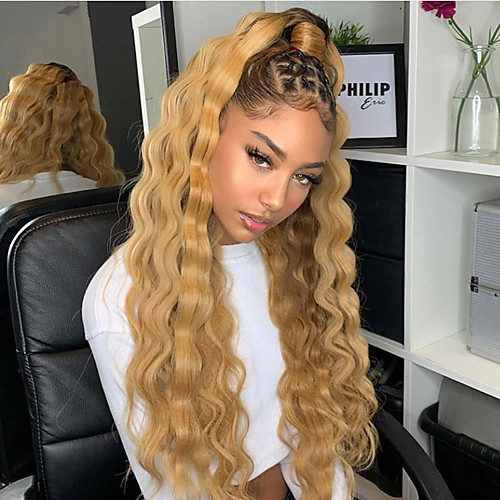 

Synthetic Lace Front Wig Curly Gaga Middle Part Lace Front Wig Blonde Ombre Long Ombre Blonde Synthetic Hair 22-26 inch Women's Heat Resistant Women Hot Sale Blonde Ombre / Glueless