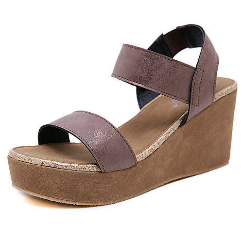 

Women's Sandals Summer Wedge Heel Peep Toe Daily PU Almond / Black / Brown