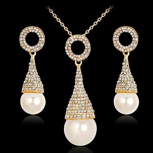 

Women's Jewelry Set Classic Flower Stylish Imitation Pearl Gold Plated Earrings Jewelry Gold For Party Evening Festival 1 set