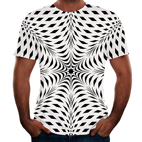 

Men's T-shirt Graphic 3D Print Tops Basic Elegant Round Neck Gray / Short Sleeve