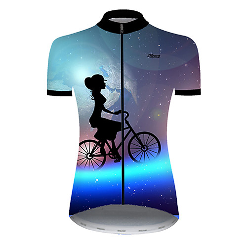 

21Grams Women's Short Sleeve Cycling Jersey Black / Blue Bike Top Mountain Bike MTB Road Bike Cycling Breathable Sports Clothing Apparel / Micro-elastic