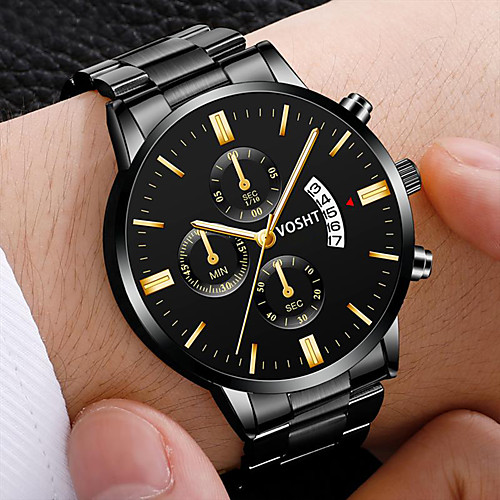 

Men's Steel Band Watches Analog Quartz Modern Style Stylish Casual Calendar / date / day Fake Three Eyes Six Needles Casual Watch / One Year / Stainless Steel