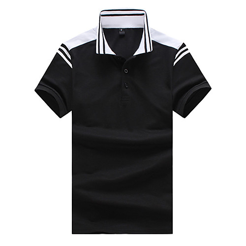 

Men's Striped Solid Colored Polo Basic Elegant Daily Work White / Black