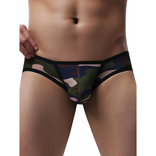 

Men's Basic Briefs Underwear - Normal Low Waist Blue Green Gray S M L