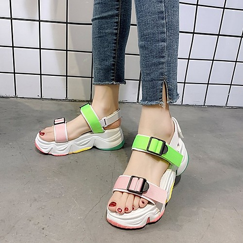 

Women's Sandals Summer Platform Open Toe Daily PU Black / Pink / Green