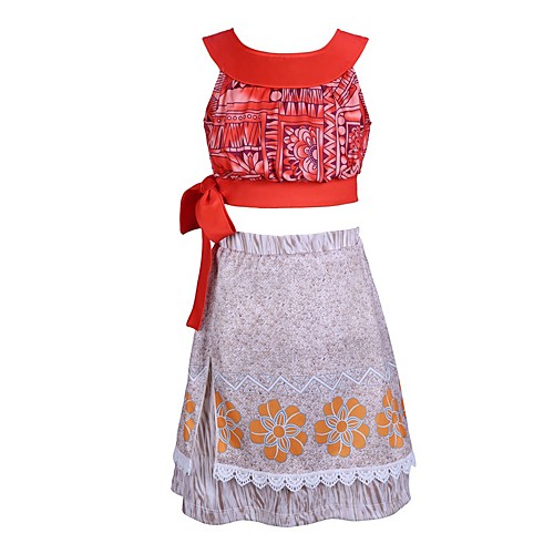 

Princess Moana Skirt Cosplay Costume Outfits Girls' Movie Cosplay A-Line Slip Red Skirts Top Children's Day Masquerade Polyester