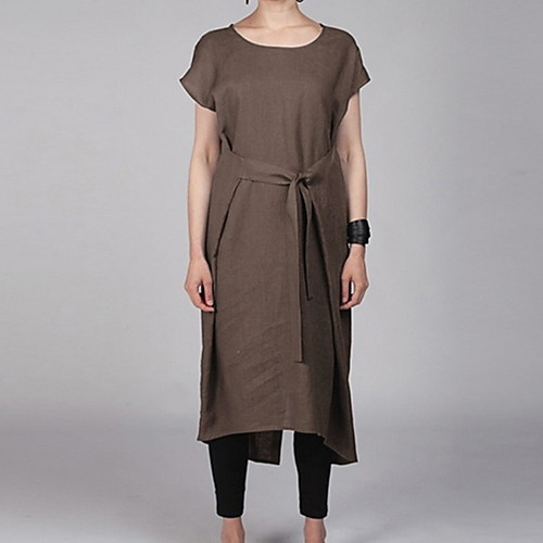 

Women's A Line Dress - Short Sleeves Solid Color Black Khaki S M L XL XXL XXXL XXXXL