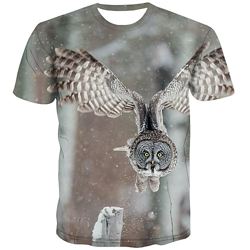 

Men's Plus Size 3D Print T-shirt Street chic Daily Round Neck Rainbow / Short Sleeve