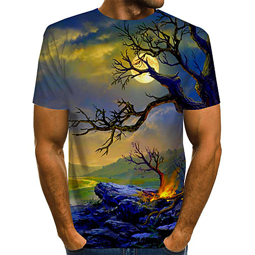 

Men's Plus Size 3D Print T-shirt Basic Daily Round Neck Blue / Short Sleeve