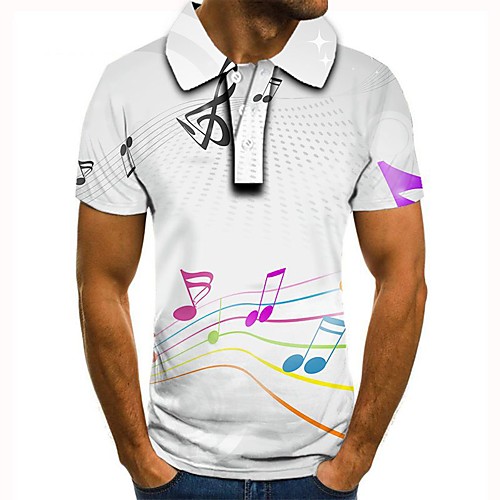 

Men's 3D Graphic Polo Basic Daily Shirt Collar White / Short Sleeve