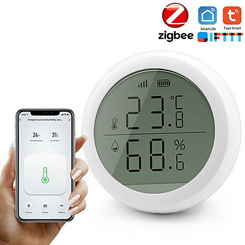 

ZigBee Temperature and Humidity Sensor With LCD Screen Display working with TuYa ZigBee Hub Battery Powered Smart Life