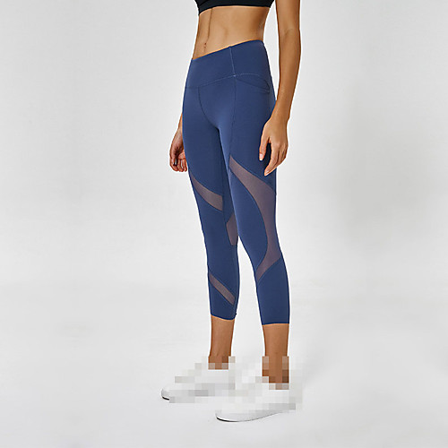 

Women's High Waist Leggings Running Tights Capris Mesh Elastane Sports Bottoms Running Jogging Training Breathable Quick Dry Tummy Control Fashion Black Purple Blushing Pink Blue / High Elasticity