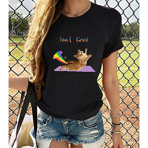

Women's Plus Size Graphic 3D Print Pleated Print Loose T-shirt Street chic Exaggerated Daily Going out Rainbow