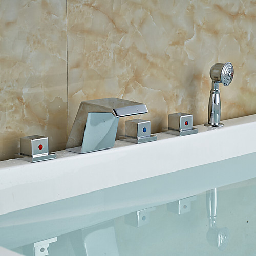 

Bathtub Faucet - Contemporary Chrome Tub And Shower Ceramic Valve Bath Shower Mixer Taps