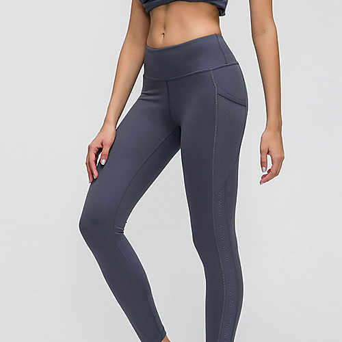 

Women's High Waist Yoga Pants Pocket Black Dark Purple Green Purplish Grey Nylon Running Fitness Gym Workout Tights Leggings Sport Activewear Breathable Tummy Control Butt Lift Moisture Wicking High