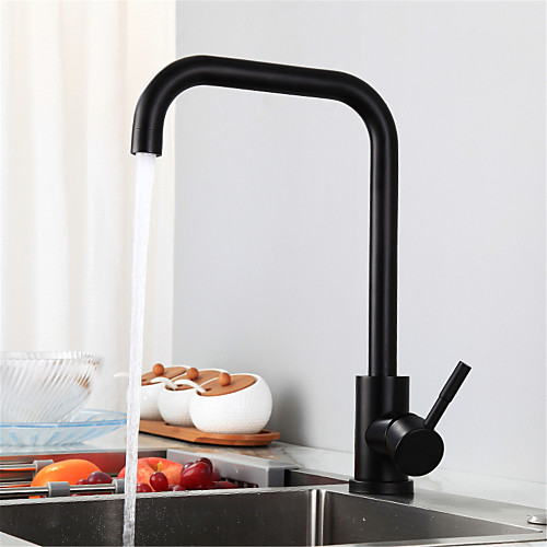 

Stainless steel black kitchen faucet European style baking paint hot and cold rotatable sink washing basin faucet