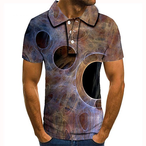 

Men's 3D Graphic Polo Basic Daily Shirt Collar Brown / Short Sleeve