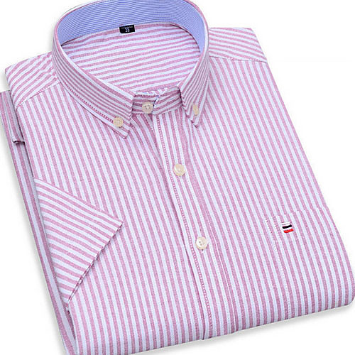 

Men's Shirt Striped Plaid Print Short Sleeve Daily Tops Blushing Pink