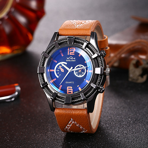 

Men's Sport Watch Quartz PU Leather Black / Chocolate Chronograph New Design Casual Watch Analog Classic Fashion - Black Coffee