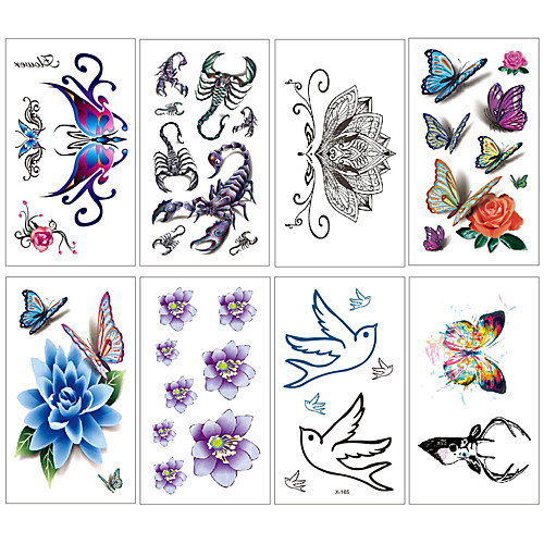 

8 pcs Temporary Tattoos Water Resistant / Waterproof / Mini Style / Safety Face / Body / Hand Water-Transfer Sticker Body Painting Colors