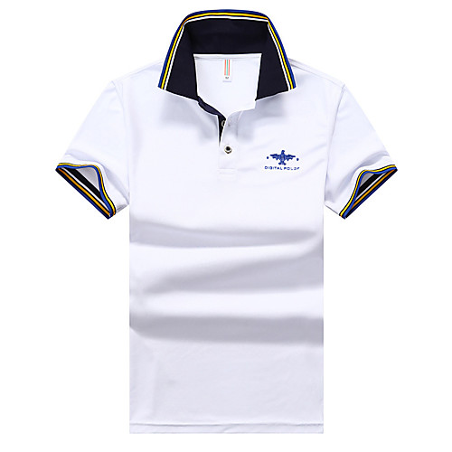 

Men's Graphic Black Polo Basic Daily Work White / Blue / Yellow / Short Sleeve