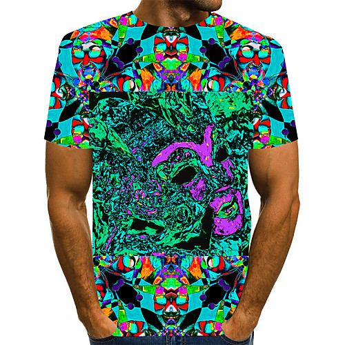 

Men's Graphic 3D Print Tropical Leaf Print T-shirt Basic Exaggerated Daily Round Neck Green / Short Sleeve