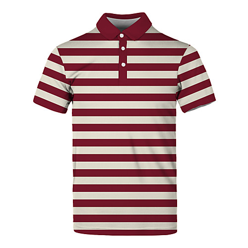 

Men's Striped Polo Basic Elegant Daily Work Wine