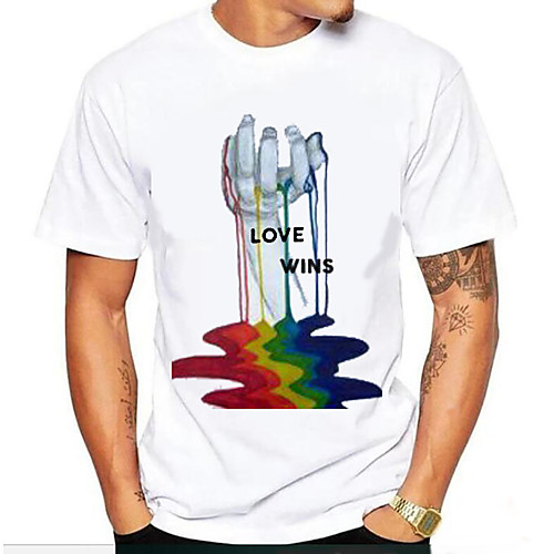 

Love Wins Men's 3D Tie Dye Red Print T-shirt Business Basic Daily Sports White
