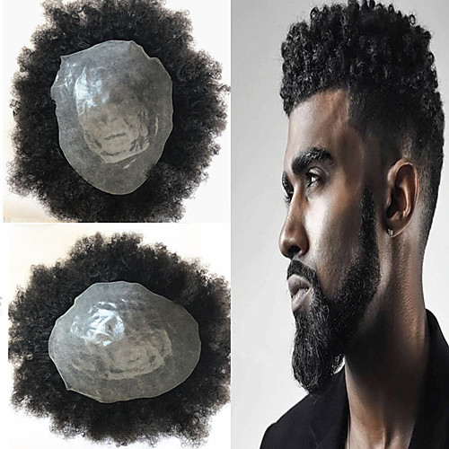 

Men's Human Hair Toupees Curly Best Quality / New / Hot Sale / Natural Hairline