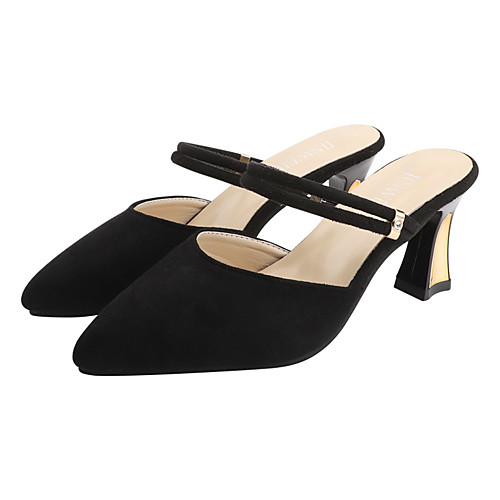 

Women's Clogs & Mules Summer Pumps Pointed Toe Sexy Daily Outdoor Suede Dark Green / Black