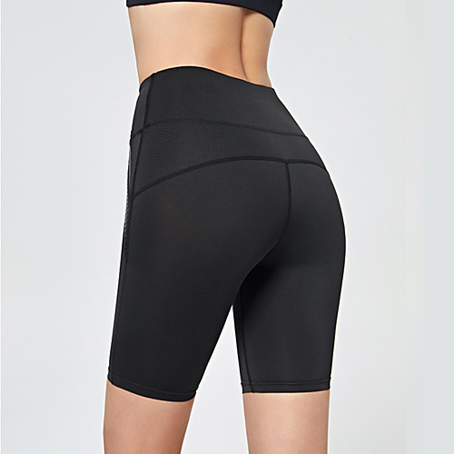 

Women's High Waist Yoga Shorts Fashion Black Coffee Elastane Yoga Running Fitness Shorts Sport Activewear Breathable Tummy Control Butt Lift Stretchy