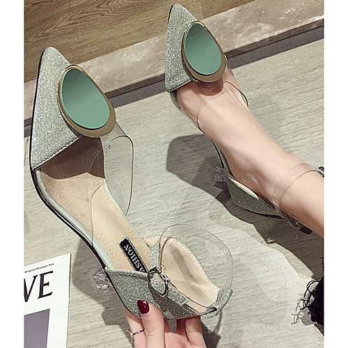 

Women's Heels Spring & Summer Flared Heel Pointed Toe Daily Solid Colored PU Almond / Green
