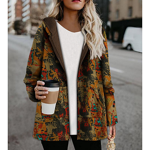 

Women's Parka Parka Color Block Polyester Yellow / Navy Blue S / M / L