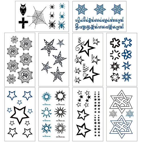 

10 pcs Temporary Tattoos Water Resistant / Waterproof / Mini Style / Safety Face / Body / Hand Water-Transfer Sticker Body Painting Colors