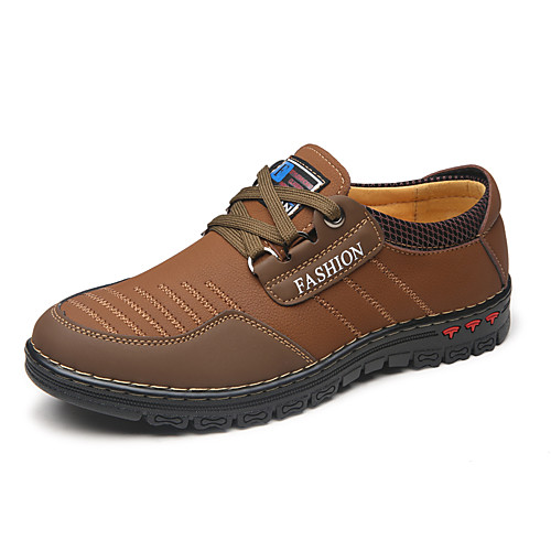 

Men's Fall Casual / British Daily Party & Evening Oxfords Cowhide Breathable Non-slipping Wear Proof Light Brown / Dark Brown