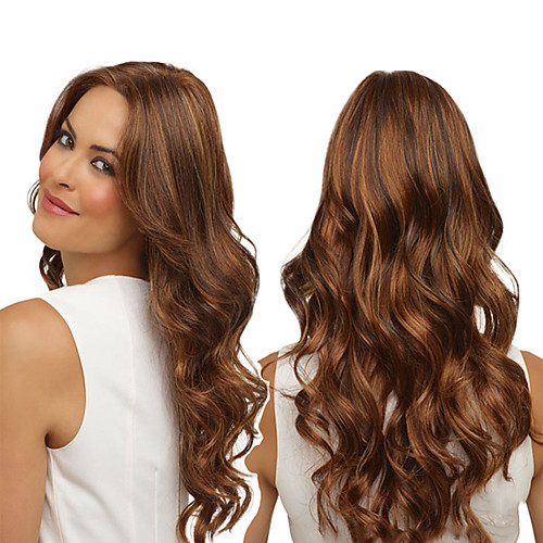 

Synthetic Wig Curly Middle Part Wig Long Black / Brown Synthetic Hair 18 inch Women's Classic Women Synthetic Light Brown