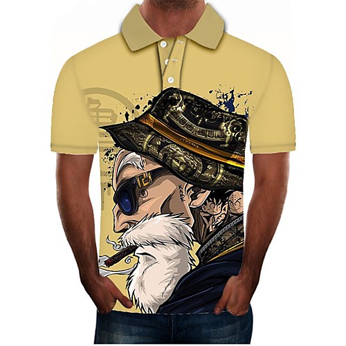 

Men's Plus Size Graphic Polo Daily Red / Yellow / Short Sleeve