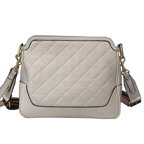 

Women's Zipper Cowhide Crossbody Bag Solid Color White / Black / Red