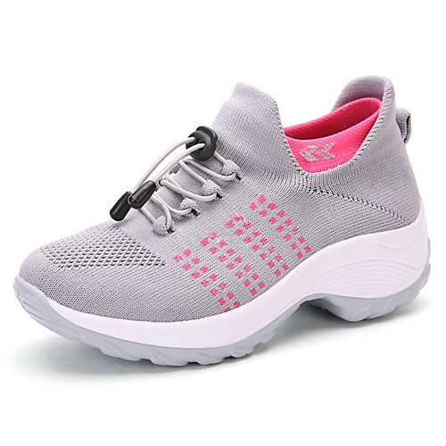 

Women's Trainers / Athletic Shoes 2020 Spring & Summer Flat Heel Round Toe Sporty Sweet Daily Striped Knit / Elastic Fabric Running Shoes Wine / Purple / Dusty Rose