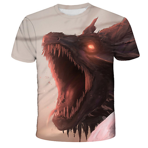 

Men's 3D Animal Wolf Print T-shirt Street chic Exaggerated Daily Holiday Round Neck Rainbow / Short Sleeve