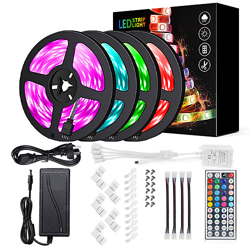 

20m Light Sets 600 LEDs 5050 SMD 10mm RGB Waterproof Remote Control / RC Cuttable 100-240 V / IP65 / Linkable / Self-adhesive / Color-Changing