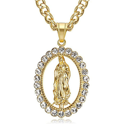 

Men's Cubic Zirconia Pendant Necklace Classic Fashion Titanium Steel Gold 50 cm Necklace Jewelry 1pc For