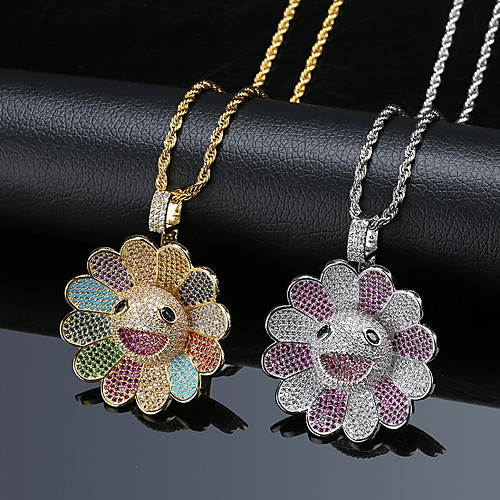 

AAA Cubic Zirconia Necklace Sunflower LGBT Pride Statement Unique Design Trendy Hip Hop Copper Black Gold Silver Rainbow 60 cm Necklace Jewelry 1pc For Anniversary Street Festival