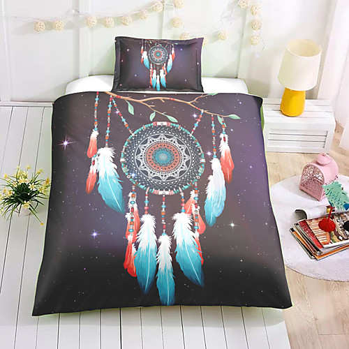 

Duvet Cover Set Bohemian Bedding Colorful Boho Chic Dreamcatcher Printed Southwestern Tribal Navy Floral Bedding Set King 1 Duvet Cover 2 Pillowcases