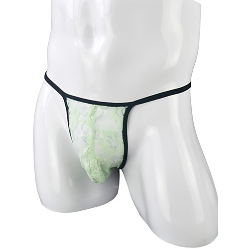 

Men's Lace G-string Underwear - Normal Low Waist Green One-Size