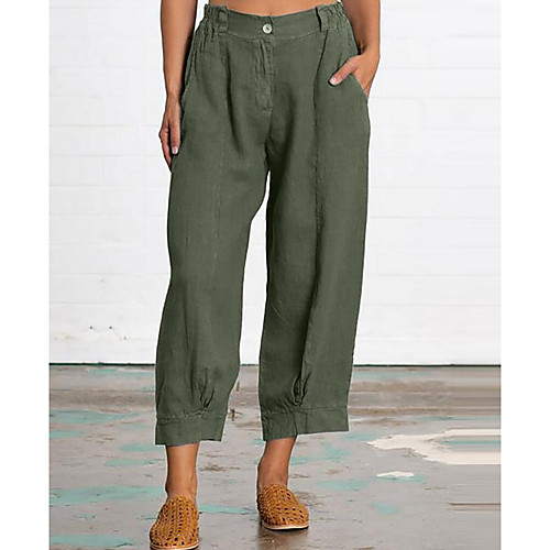 

Women's Basic Chinos Pants Solid Colored Wine Army Green Khaki Dusty Blue Gray