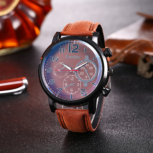 

Men's Dress Watch Quartz PU Leather Brown Chronograph New Design Casual Watch Analog Casual Fashion - Brown