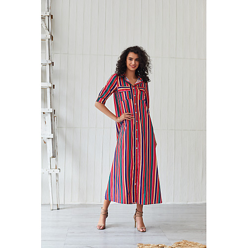 

Women's Sheath Dress Midi Dress - Half Sleeve Solid Color Print Summer Casual Elegant Vacation Going out 2020 Red XS S M L XL