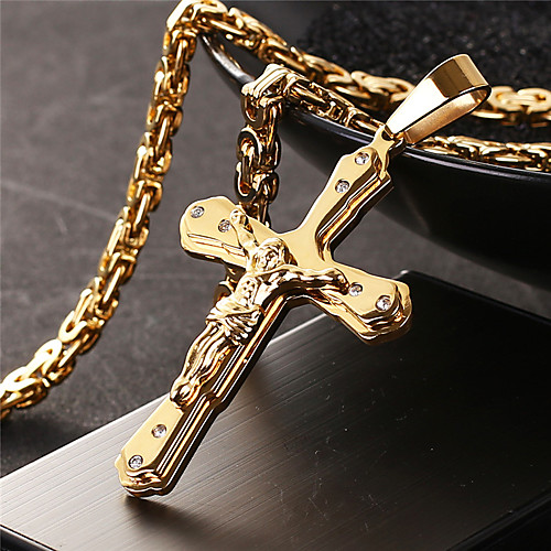 

Men's Necklace Crossover Artistic Classic Titanium Steel Gold 55 cm Necklace Jewelry 1pc For Anniversary Street Festival