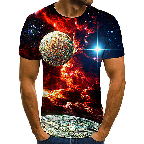 

Men's 3D T-shirt Basic Daily Round Neck Red / Short Sleeve